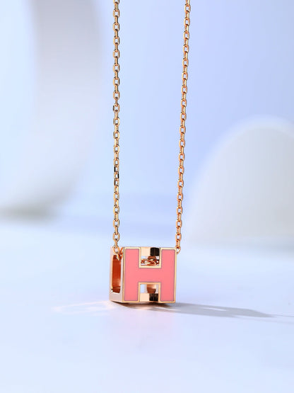 [⭐Aura]H CAGE PINK GOLD NECKLACE