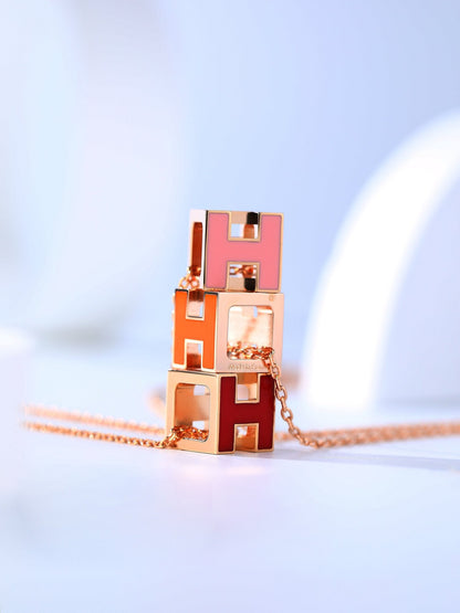 [⭐Aura]H CAGE PINK GOLD NECKLACE