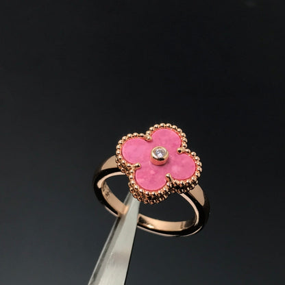 [⭐Aura]CLOVER RHODONITE ROSE GOLD RING