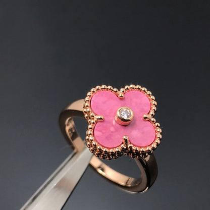 [⭐Aura]CLOVER RHODONITE ROSE GOLD RING