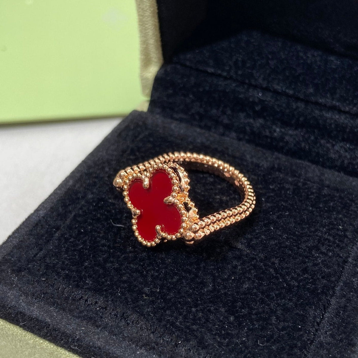[⭐Aura]CLOVER RIVERSIBLE ROSE GOLD RING