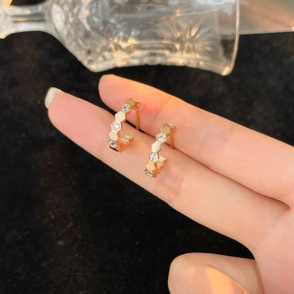 [⭐Aura]BEE LOVE DIAMOND HOOP EARRINGS