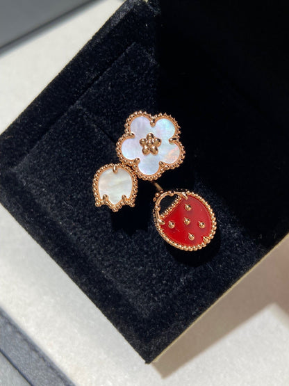 [⭐Aura]LUCKY 3 MOTIF ROSE GOLD RING