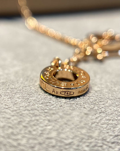 [⭐Aura]DREAM MALACHITE DIAMOND PAVED PINK GOLD NECKLACE