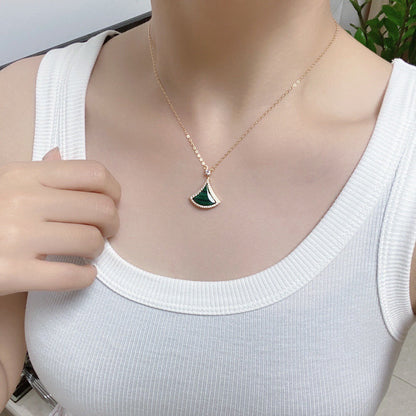 [⭐Aura]DREAM MALACHITE DIAMOND PAVED PINK GOLD NECKLACE