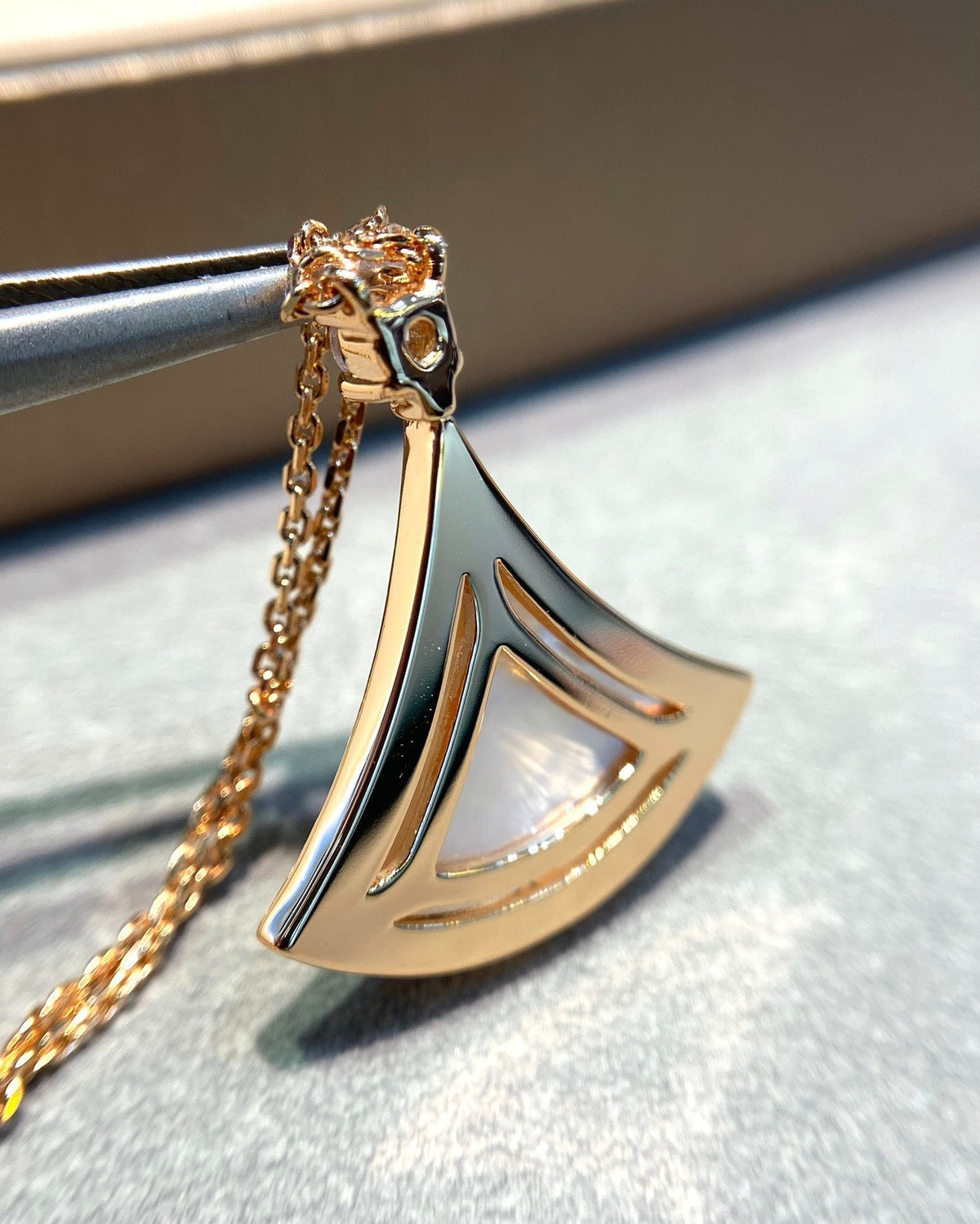 [⭐Aura]DREAM MOP DIAMOND PAVED PINK GOLD NECKLACE