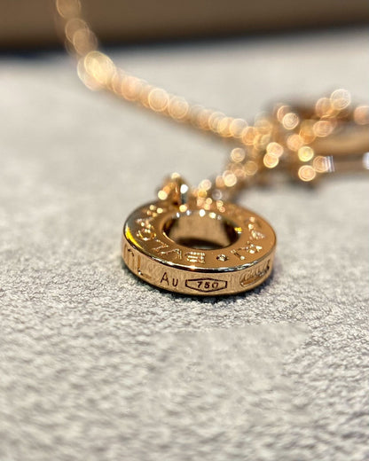 [⭐Aura]DREAM MOP DIAMOND PAVED PINK GOLD NECKLACE