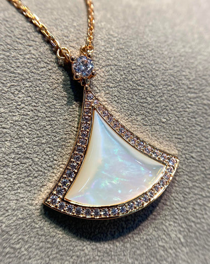 [⭐Aura]DREAM MOP DIAMOND PAVED PINK GOLD NECKLACE
