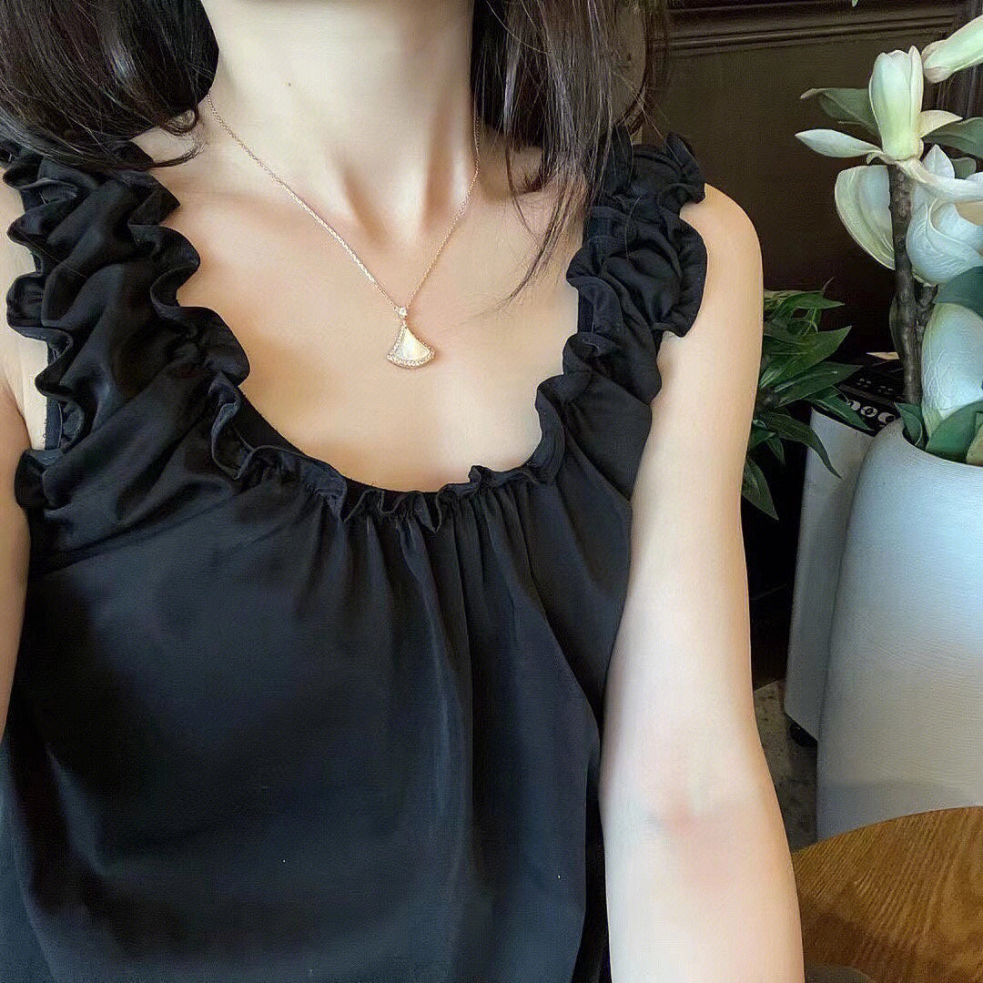 [⭐Aura]DREAM MOP DIAMOND PAVED PINK GOLD NECKLACE
