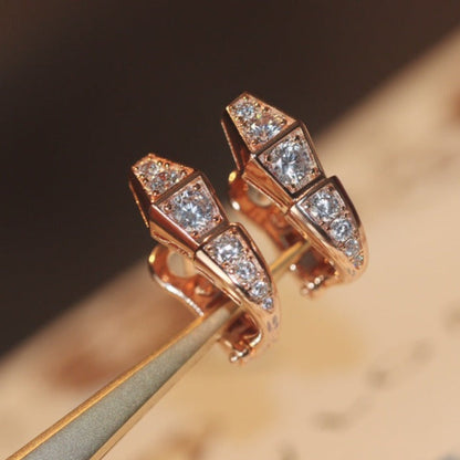 [⭐Aura]SERPENT PINK GOLD DIAMOND EARRINGS