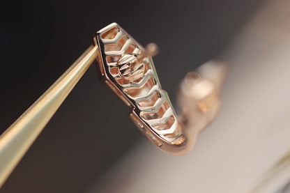 [⭐Aura]SERPENT PINK GOLD DIAMOND EARRINGS