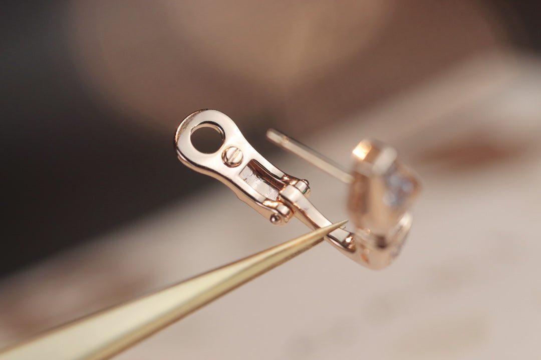 [⭐Aura]SERPENT PINK GOLD DIAMOND EARRINGS