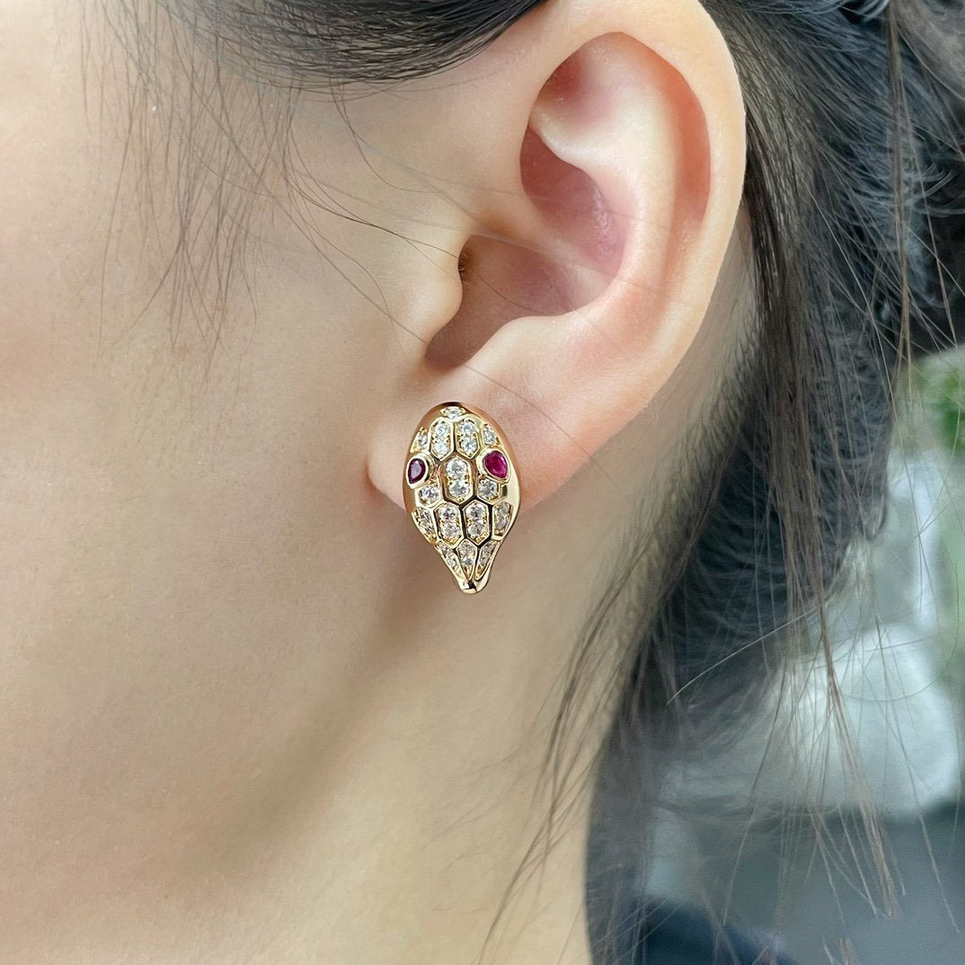 [⭐Aura]SERPENT DIAMOND STUD EARRINGS