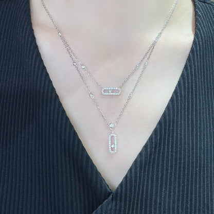 [⭐Aura]MOVE 2 ROW DIAMOND NECKLACE