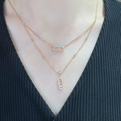 [⭐Aura]MOVE 2 ROW DIAMOND NECKLACE