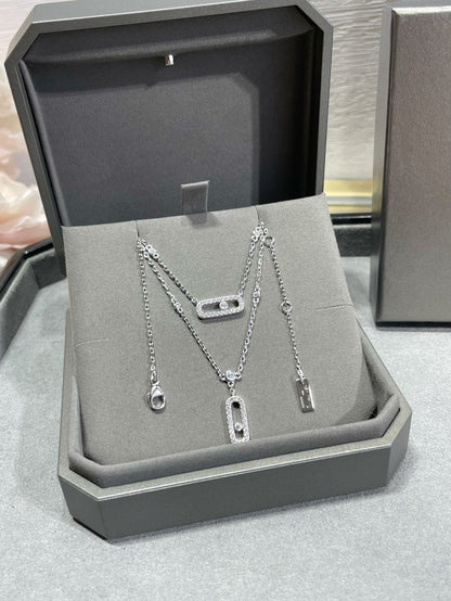 [⭐Aura]MOVE 2 ROW DIAMOND NECKLACE