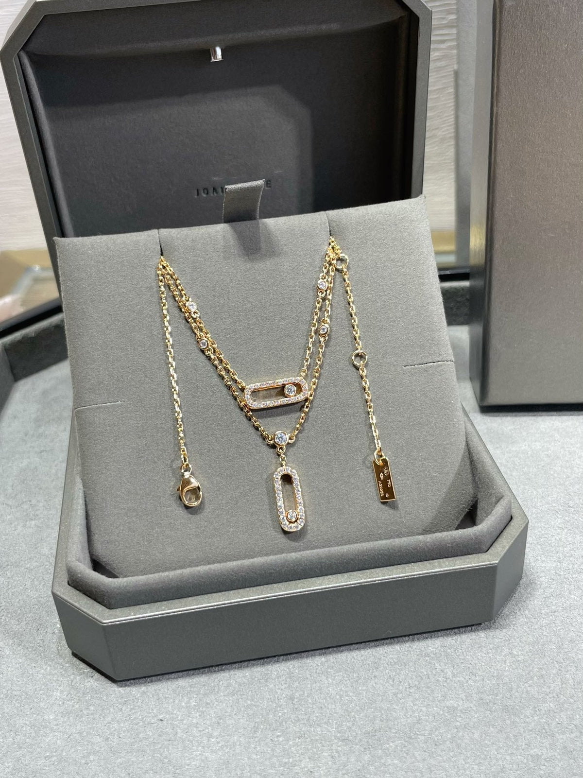 [⭐Aura]MOVE 2 ROW DIAMOND NECKLACE