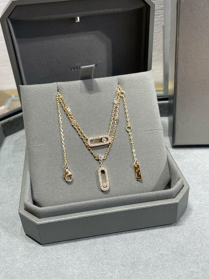 [⭐Aura]MOVE 2 ROW DIAMOND NECKLACE
