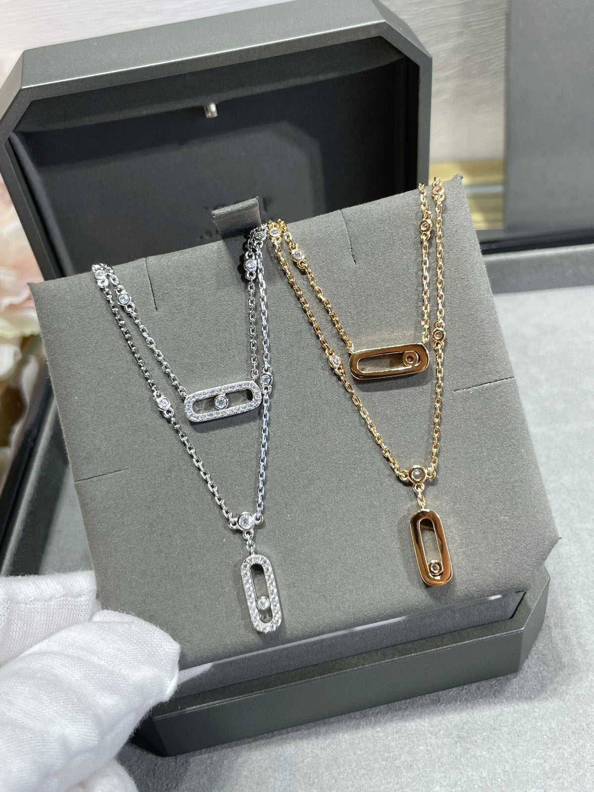 [⭐Aura]MOVE 2 ROW DIAMOND NECKLACE