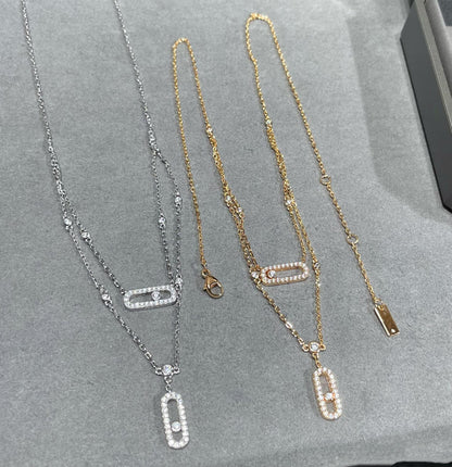 [⭐Aura]MOVE 2 ROW DIAMOND NECKLACE