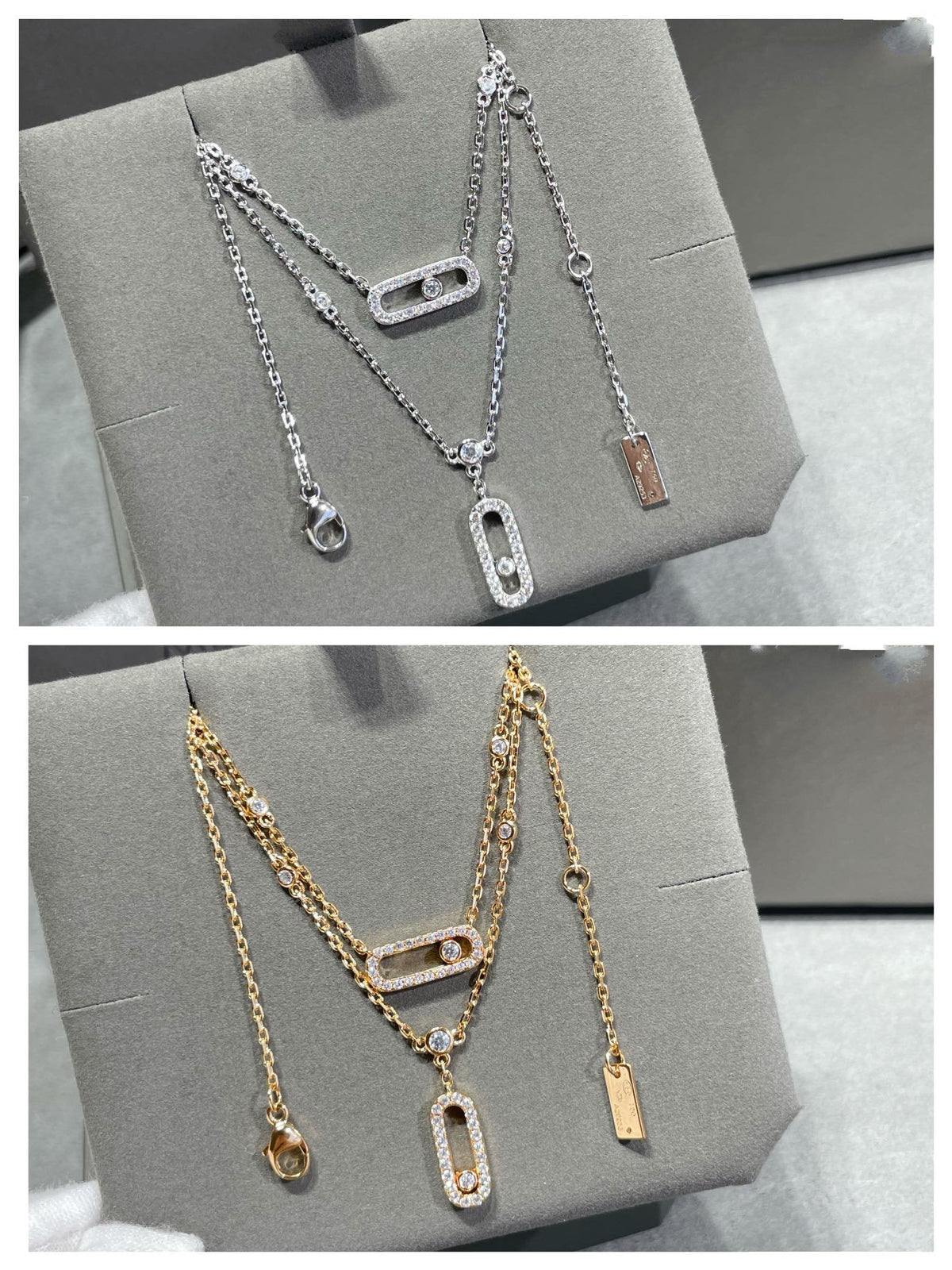 [⭐Aura]MOVE 2 ROW DIAMOND NECKLACE