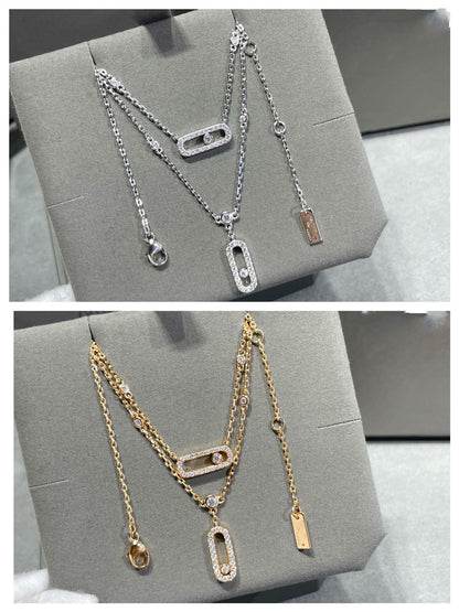 [⭐Aura]MOVE 2 ROW DIAMOND NECKLACE
