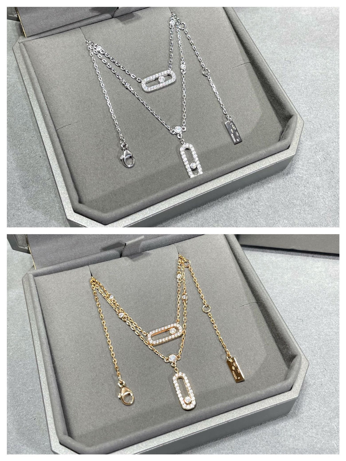 [⭐Aura]MOVE 2 ROW DIAMOND NECKLACE