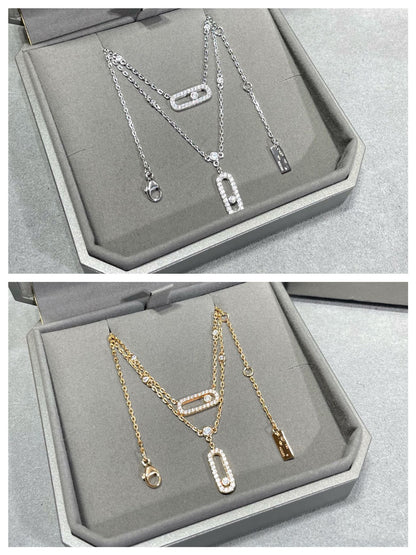 [⭐Aura]MOVE 2 ROW DIAMOND NECKLACE