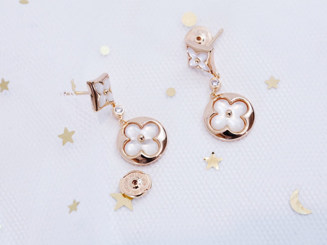 [⭐Aura]STAR AND SUN PINK GOLD MOP DROP EARRINGS