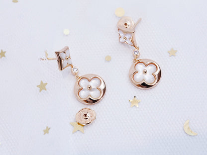 [⭐Aura]STAR AND SUN PINK GOLD MOP DROP EARRINGS