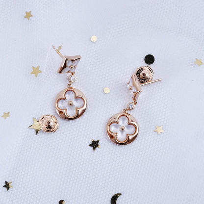 [⭐Aura]STAR AND SUN PINK GOLD MOP DROP EARRINGS