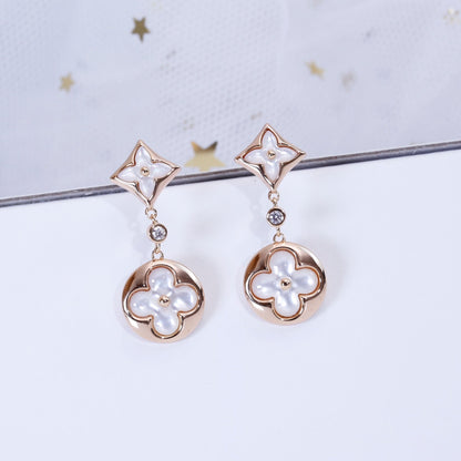 [⭐Aura]STAR AND SUN PINK GOLD MOP DROP EARRINGS