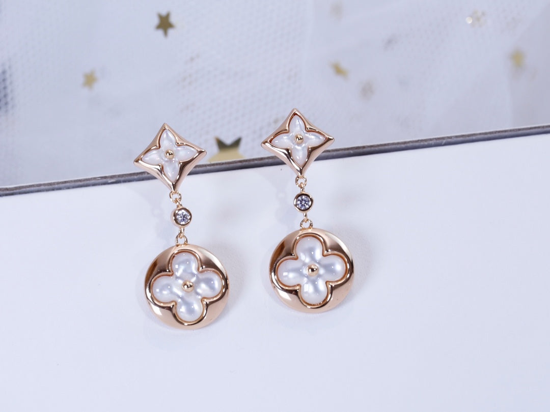 [⭐Aura]STAR AND SUN PINK GOLD MOP DROP EARRINGS
