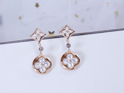 [⭐Aura]STAR AND SUN PINK GOLD MOP DROP EARRINGS