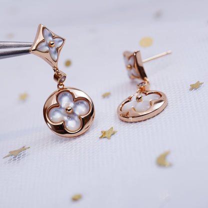 [⭐Aura]STAR AND SUN PINK GOLD MOP DROP EARRINGS