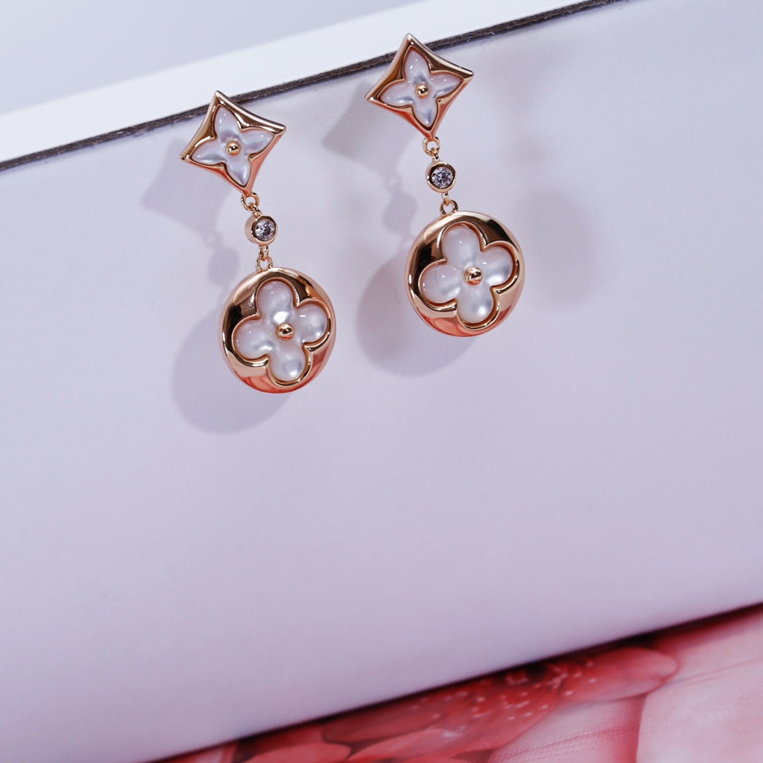 [⭐Aura]STAR AND SUN PINK GOLD MOP DROP EARRINGS