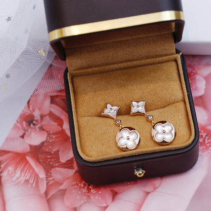 [⭐Aura]STAR AND SUN PINK GOLD MOP DROP EARRINGS