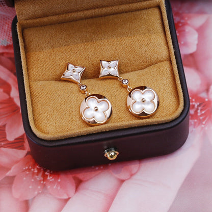 [⭐Aura]STAR AND SUN PINK GOLD MOP DROP EARRINGS