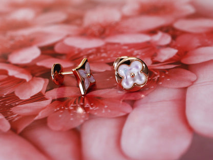 [⭐Aura]STAR AND SUN PINK GOLD MOP STUD EARRINGS