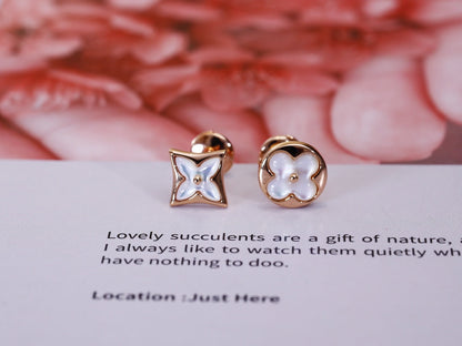 [⭐Aura]STAR AND SUN PINK GOLD MOP STUD EARRINGS