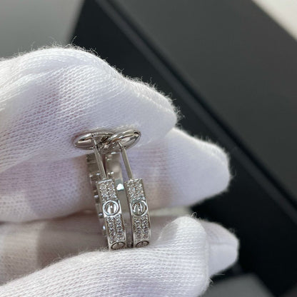[⭐Aura]LOVE DIAMOND SILVER HOOP EARRINGS