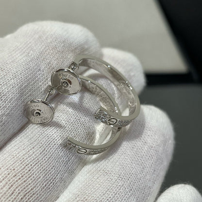 [⭐Aura]LOVE DIAMOND SILVER HOOP EARRINGS