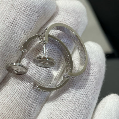 [⭐Aura]LOVE DIAMOND SILVER HOOP EARRINGS