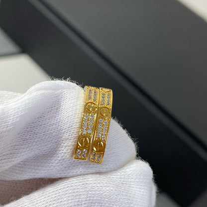 [⭐Aura]LOVE DIAMOND GOLD HOOP EARRINGS