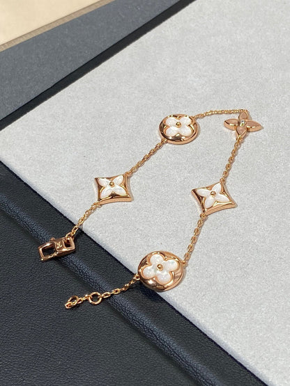 [⭐Aura]STAR AND SUN 5 MOTIF MOP PINK GOLD BRACELET