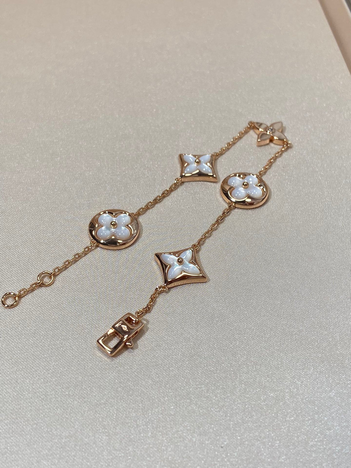 [⭐Aura]STAR AND SUN 5 MOTIF MOP PINK GOLD BRACELET