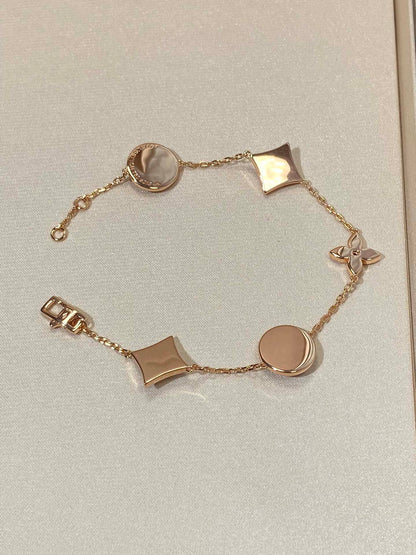 [⭐Aura]STAR AND SUN 5 MOTIF MOP PINK GOLD BRACELET