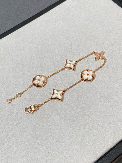 [⭐Aura]STAR AND SUN 5 MOTIF MOP PINK GOLD BRACELET
