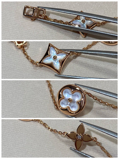 [⭐Aura]STAR AND SUN 5 MOTIF MOP PINK GOLD BRACELET