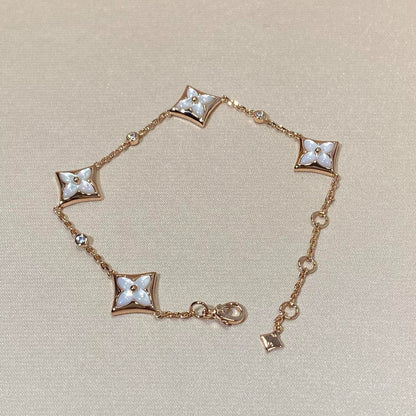 [⭐Aura]STAR 4 MOTIF MOP DIAMOND PINK GOLD BRACELET